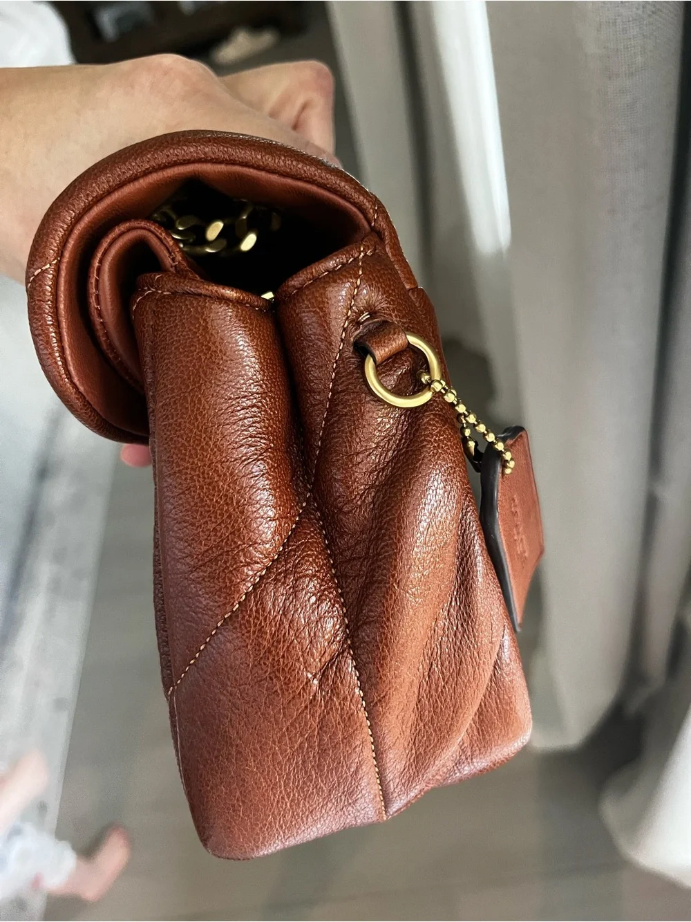 Coach Chain Tabby 26 Quilted Shoulder Bag in Pecan with Gold Hardware